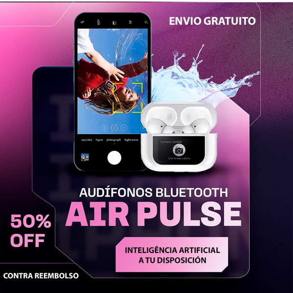 Audífonos Bluetooth Air Pulse [PANTALLA ULTRA HD]